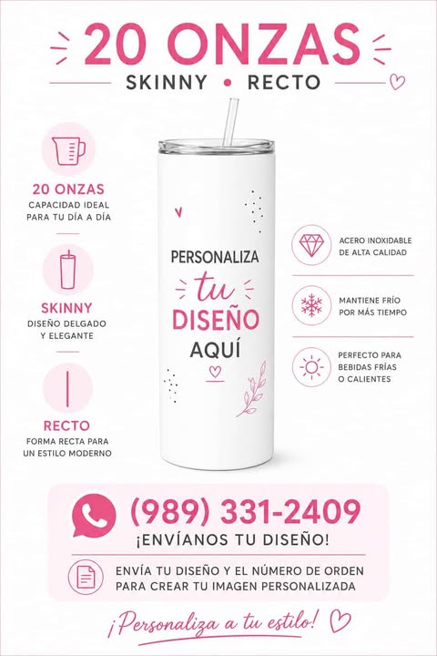 Tumbler Skinny 20 oz - Personaliza tu Diseño